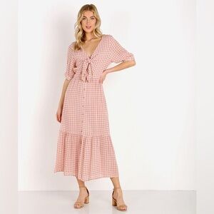 FAITHFULL THE BRAND Maple Midi Dress Emilinah Check Print Size 2